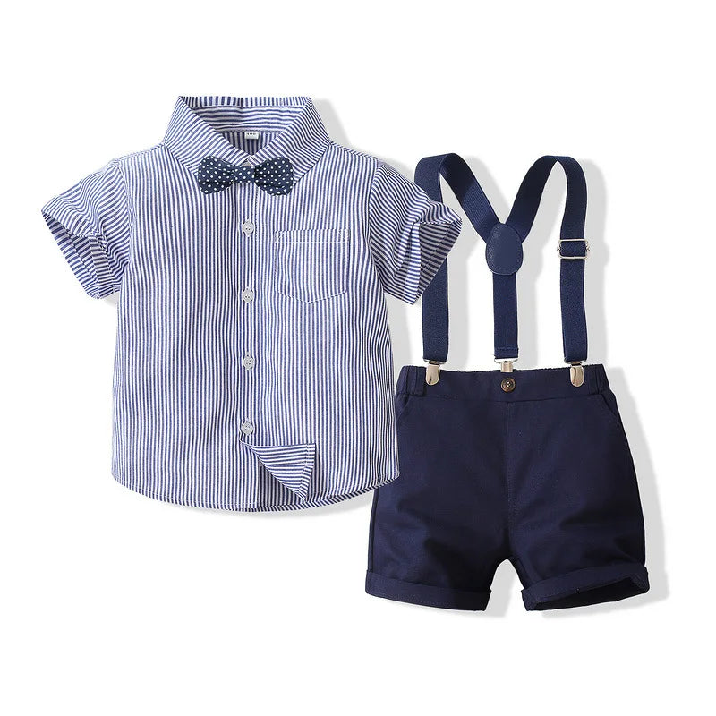 Baby Boy Clothes Set Summer Gentleman Vetement Enfant Garcon Party Birthday Infant Shirts+Belt Pants Toddler Suit For Boys