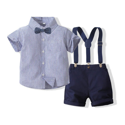 Baby Boy Clothes Set Summer Gentleman Vetement Enfant Garcon Party Birthday Infant Shirts+Belt Pants Toddler Suit For Boys