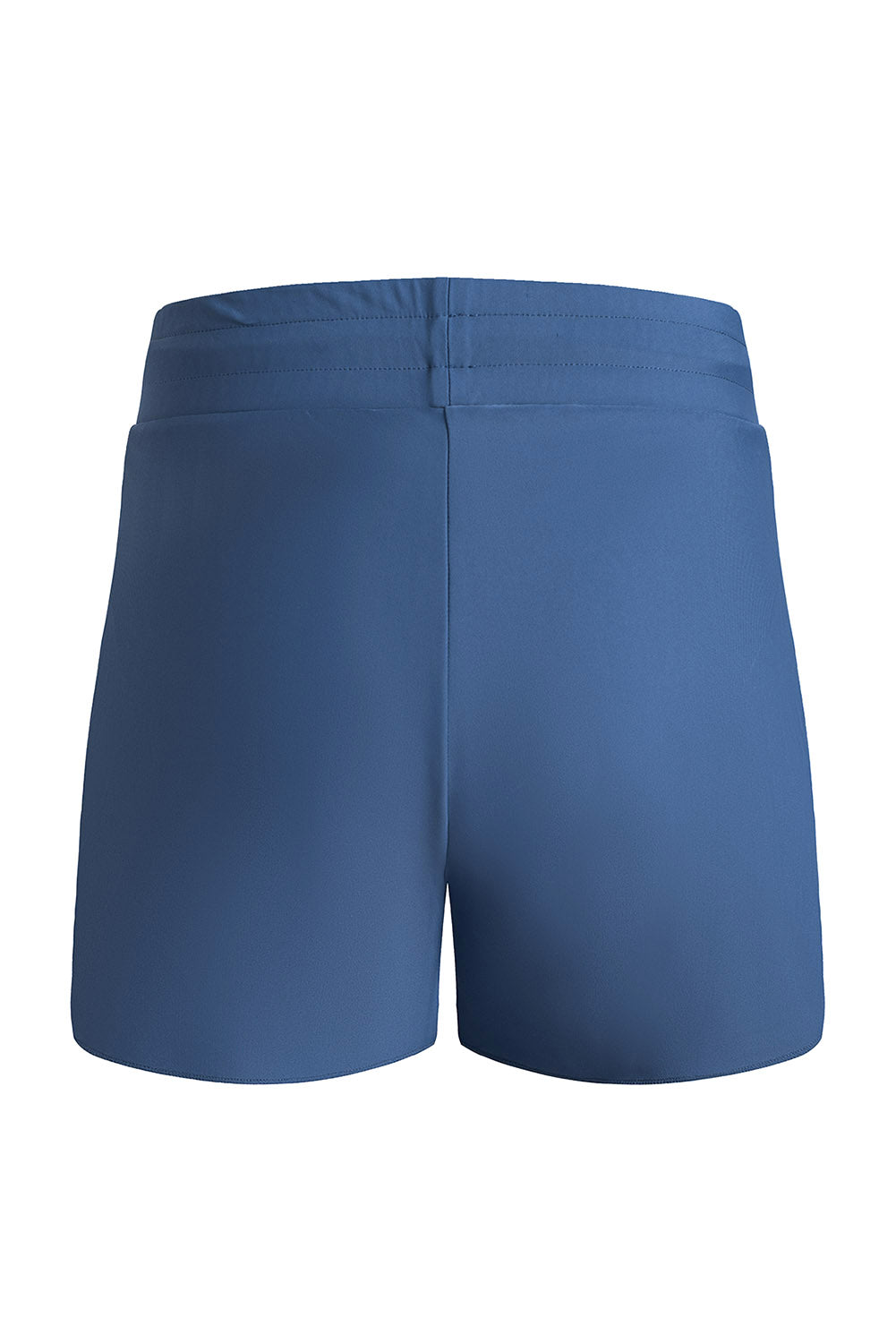 Blue Solid Color 2-in-1 Drawstring Elastic Waist Swim Shorts