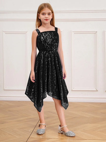 Kids Princess Costume Party Dresses Petites Filles Robe Sequins Pageant Wedding Festive Dress for Girls Sparkling Vestidos