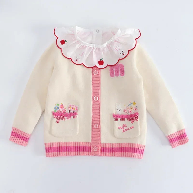 Autumn Girls Knitted Sweater Cartoon Sweaters Cardigan Knitwear Coat Knitwears Baby Girl Clothes Cardigans Vetement Enfant Fille