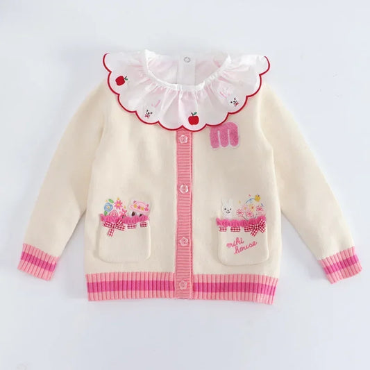 Autumn Girls Knitted Sweater Cartoon Sweaters Cardigan Knitwear Coat Knitwears Baby Girl Clothes Cardigans Vetement Enfant Fille