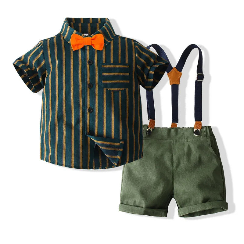 Baby Boy Clothes Set Summer Gentleman Vetement Enfant Garcon Party Birthday Infant Shirts+Belt Pants Toddler Suit For Boys