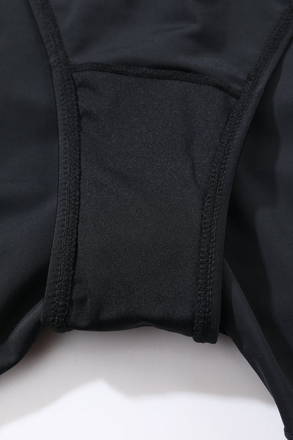 Blue Solid Color 2-in-1 Drawstring Elastic Waist Swim Shorts