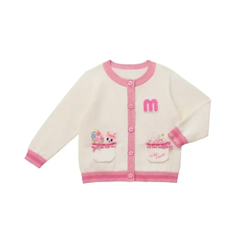 Autumn Girls Knitted Sweater Cartoon Sweaters Cardigan Knitwear Coat Knitwears Baby Girl Clothes Cardigans Vetement Enfant Fille