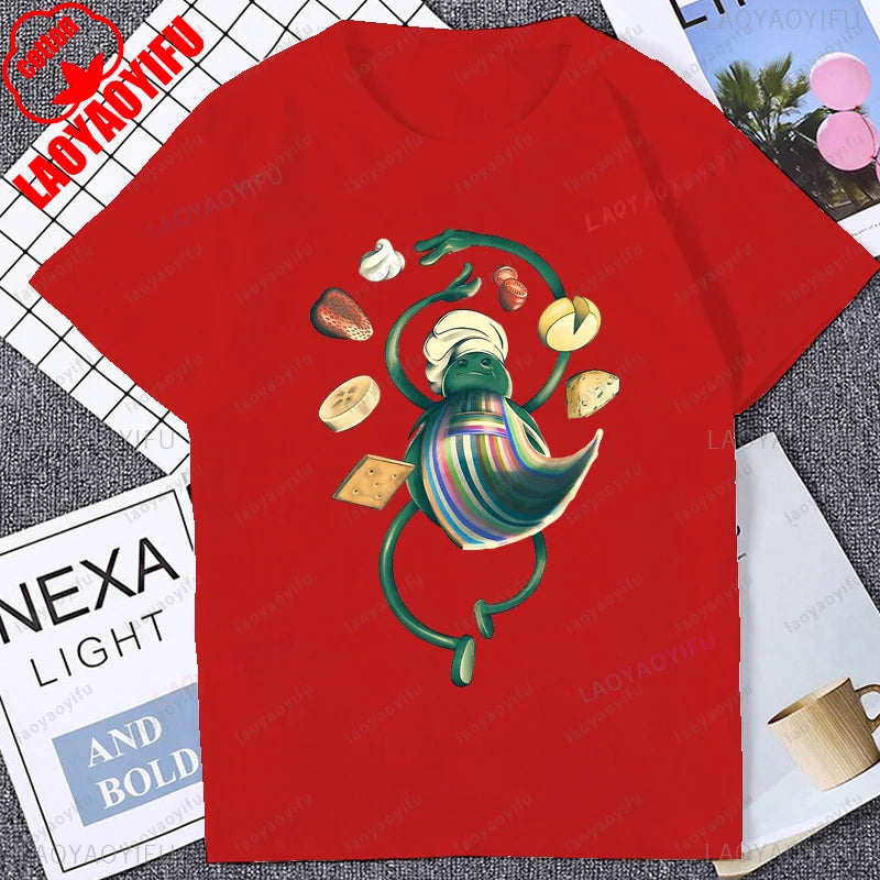 Cute Funny Tiny Chef Meme Graphic Printed Women T-Shirt Casual Fashion Loose Harajuku Man Streetwear Breathe Comfort Tshirt