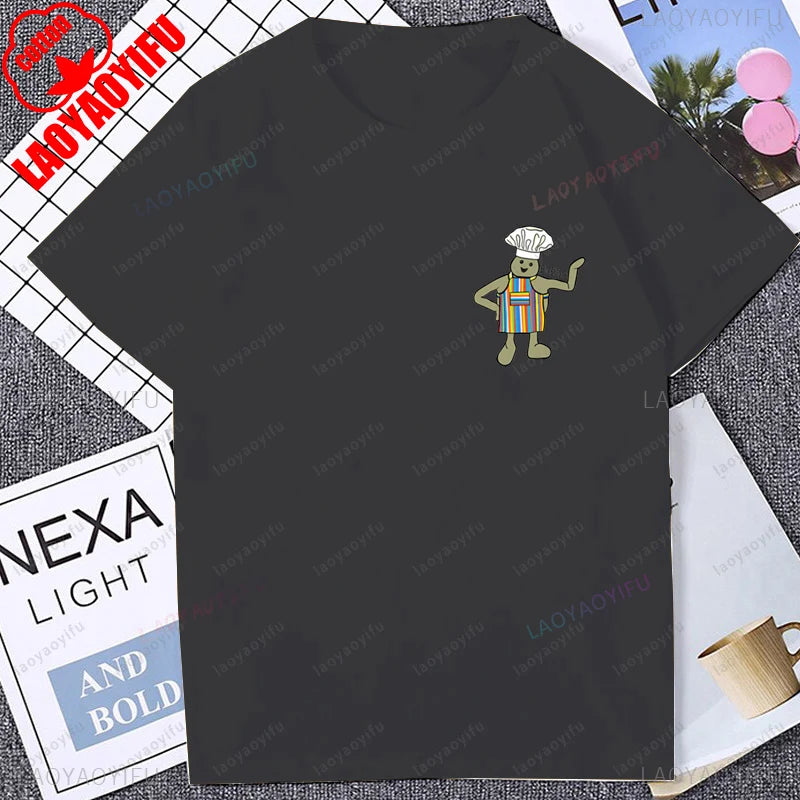 Cute Funny Tiny Chef Meme Graphic Printed Women T-Shirt Casual Fashion Loose Harajuku Man Streetwear Breathe Comfort Tshirt