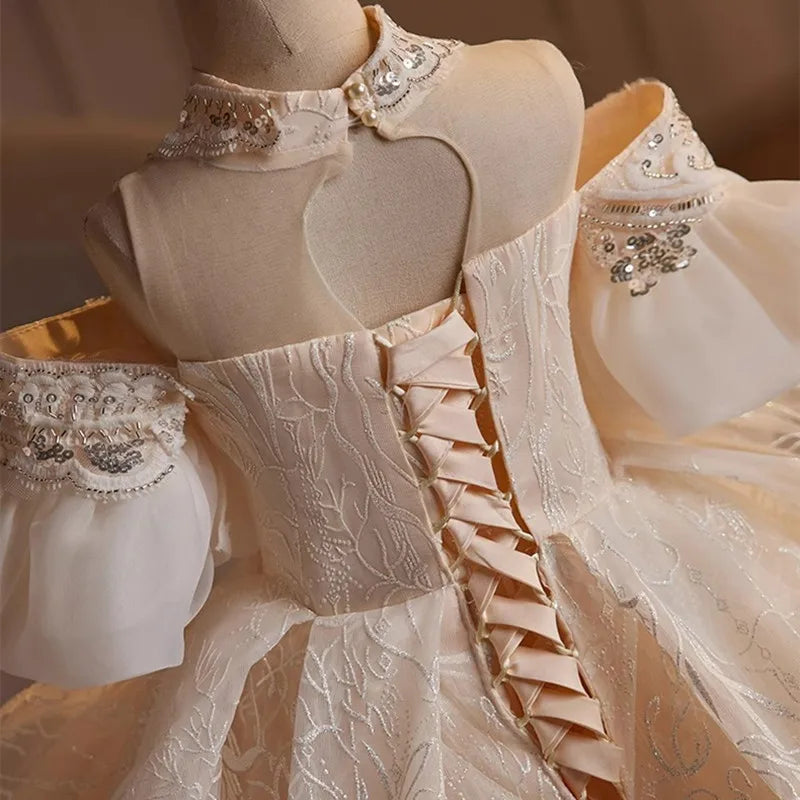 Noble Luxury Girl Children's Dress Boutique Teenager Girls Princess Dresses Birthday Party Kids Sequin Prom Maxi Vestidos