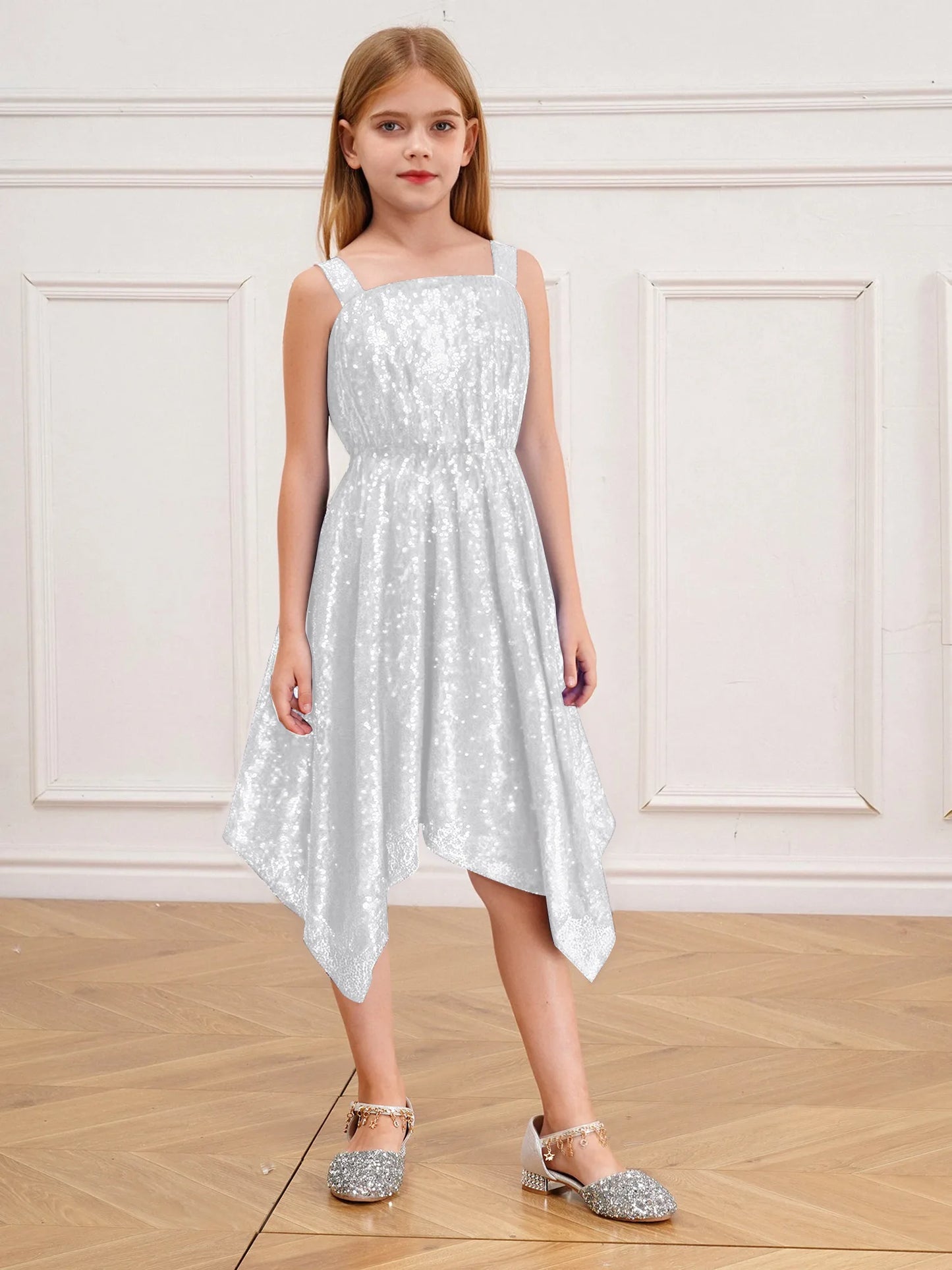 Kids Princess Costume Party Dresses Petites Filles Robe Sequins Pageant Wedding Festive Dress for Girls Sparkling Vestidos