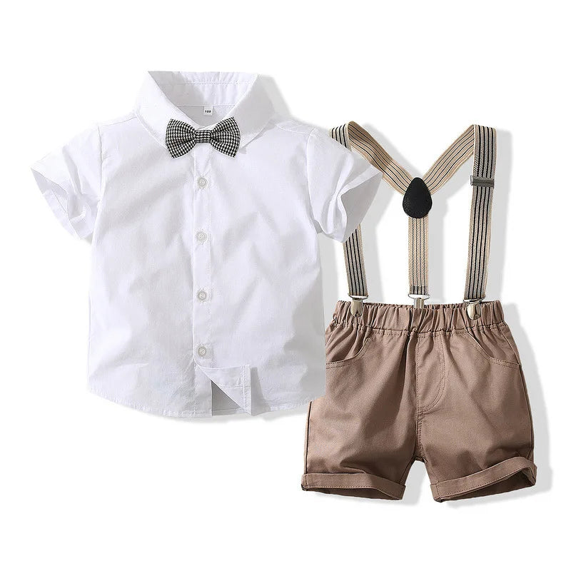 Baby Boy Clothes Set Summer Gentleman Vetement Enfant Garcon Party Birthday Infant Shirts+Belt Pants Toddler Suit For Boys