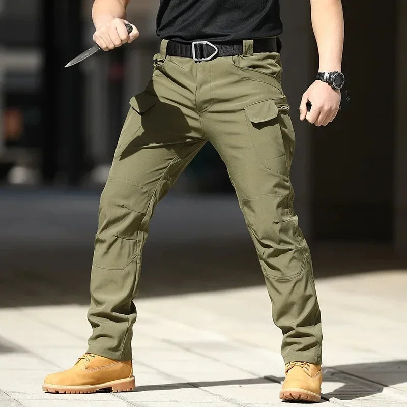 New Jogging Long Pants Large Pocket Loose Overalls Men's Outdoor Sports Jogging Tactical Pants Elastic Waist Casual Work Pants