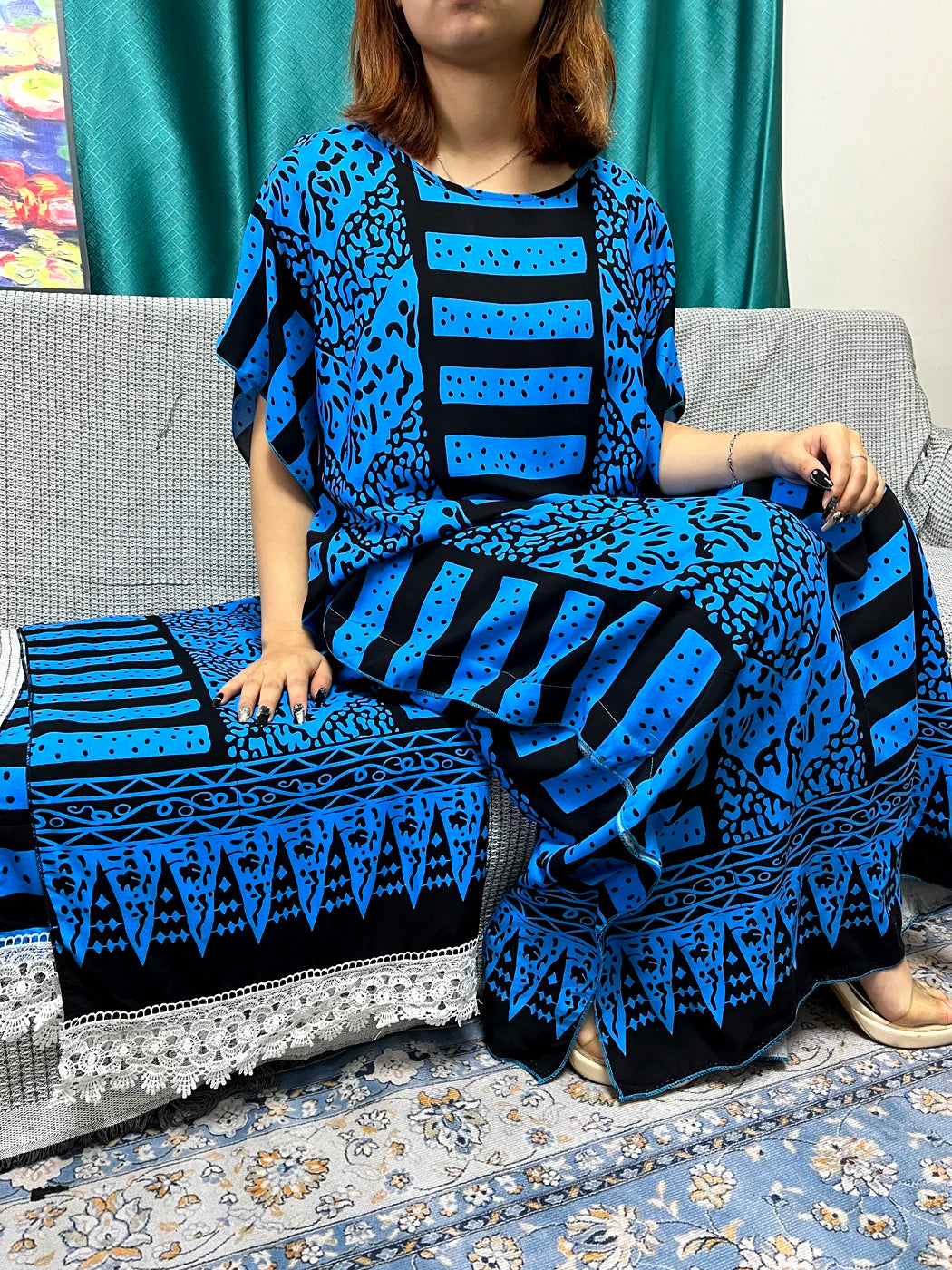 Muslim Abayas For Women 2024 Printed Cotton Short Sleeve Loose Fit Femme Robe Moroccan Caftan Nigeria Drsses With 80x160cm Sarf