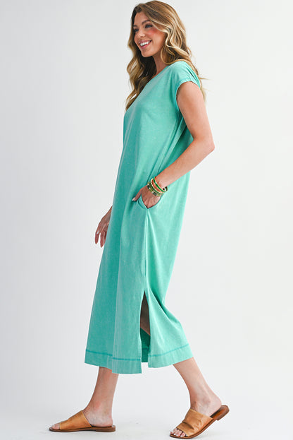 Carrot Mineral Wash Pocketed T-shirt Dress