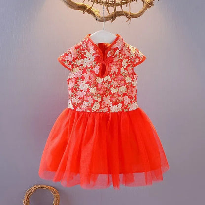 Vestido Girls Dresses Spring Summer Children's Chinese Style Dress Kids Cheongsam Princess Dresses for Girls Baby Tutu Clothing
