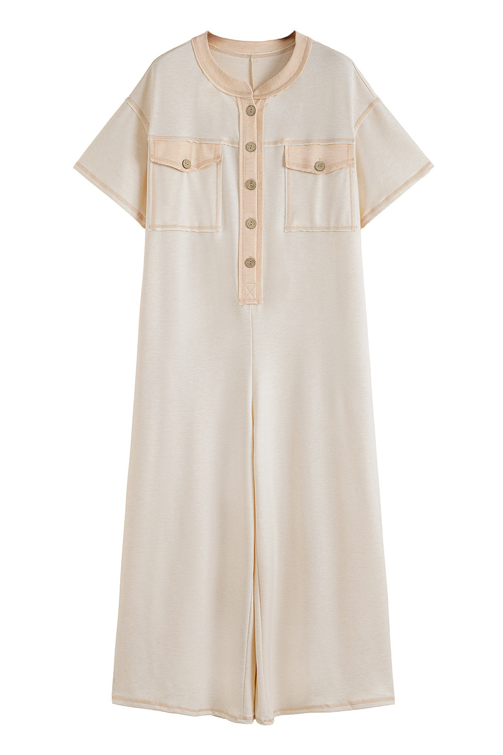 Jet Stream Patchwork Pocket Short Sleeve Jumpsuit