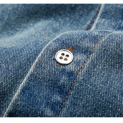 Men's Unisex Vintage Washed Denim Shirt | Oversized Streetwear Jacket | Cotton-Rich Relaxed Fit Layering Essential (M-5XL)