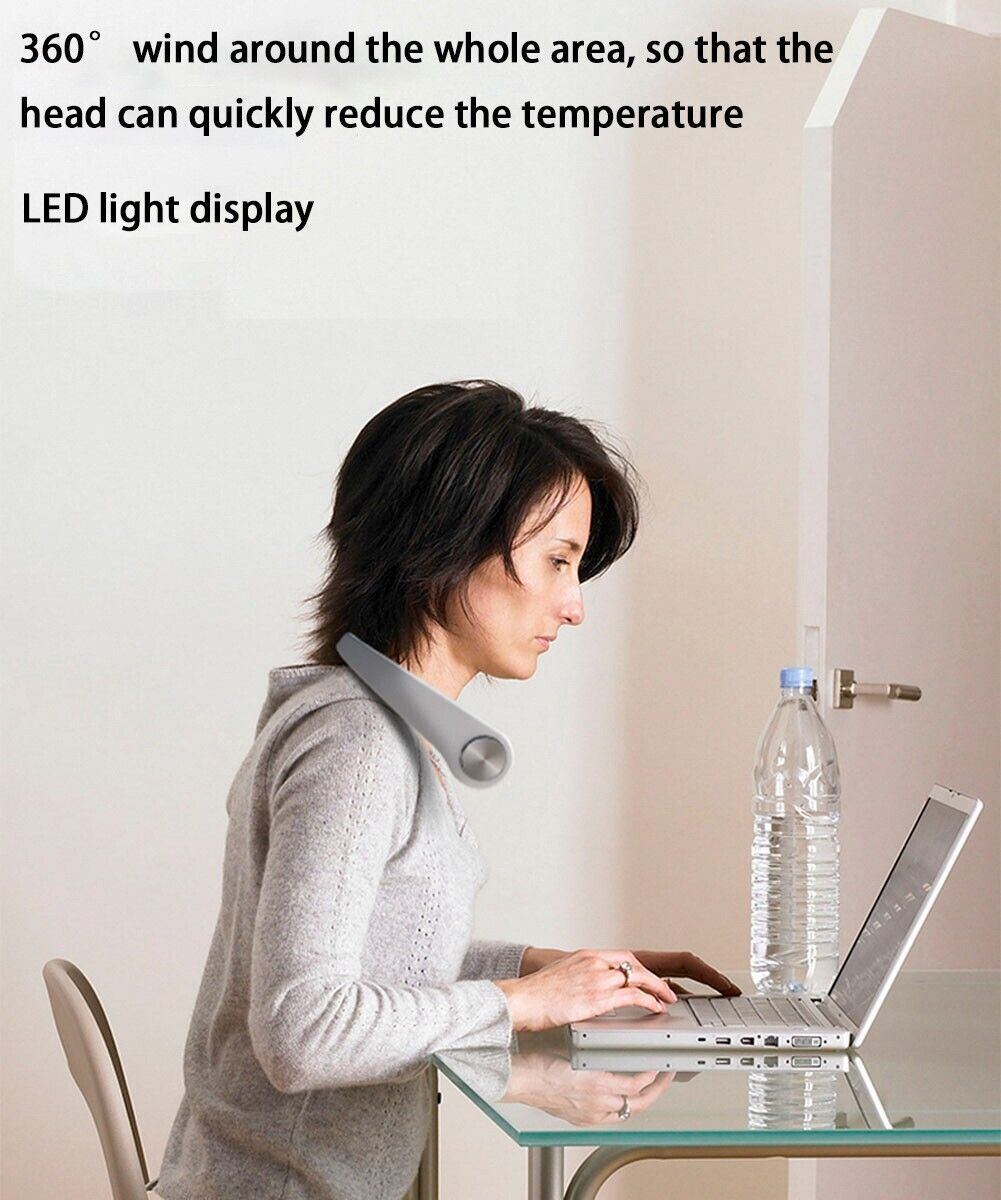 Ventilateur Portable USB à Porter Autour du Cou, Rafraîchisseur d'Air, Petit Climatiseur Électrique