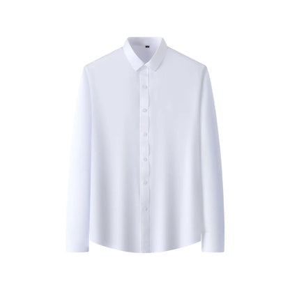 Customized Embroidered Printed Elastic Men's Long Sleeved Shirt No Ironing Workwear Business Casual High-end Formal White Shirt