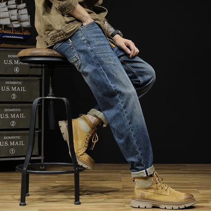 Fat and plus size jeans for men with ripped holes, washed loose casual shorts, plus size jeans for men, classic black and blue