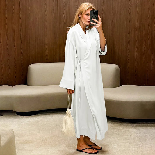 Para Praia Rayon Bathrobe Womens Kimono Satin Long Robe Sexy Lingerie Classic Muslim Dress Nightgown Sleepwear Nightgowns