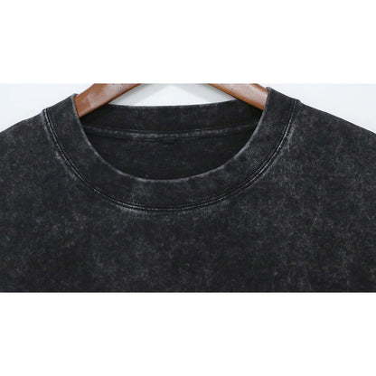 Long Sleeve Fake 2pc T-Shirt Retro Washed Street Style Dark Gray Crew Neck Pullover Tops Men's Spring Autumn Loose Fit Clothing