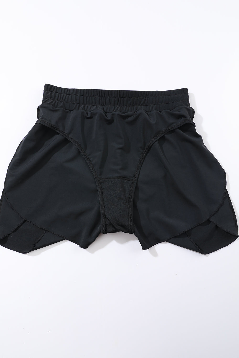 Blue Solid Color 2-in-1 Drawstring Elastic Waist Swim Shorts