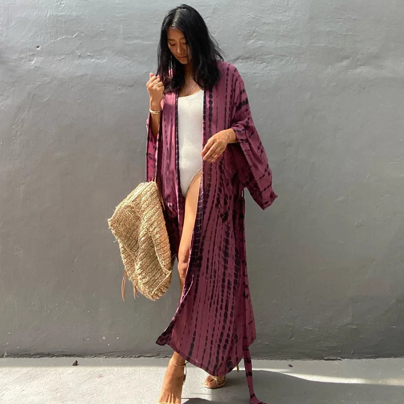 Para Praia 9 Colors Bikini Cover Ups Beachwear Kimono Beach Robe Femme Long Dress Sarong Women Loose Cardigan Swimsuit Covers