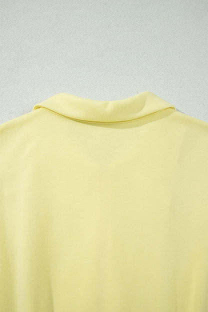 Yellow Cream Half Zip Polo Tee Elastic Waist Romper