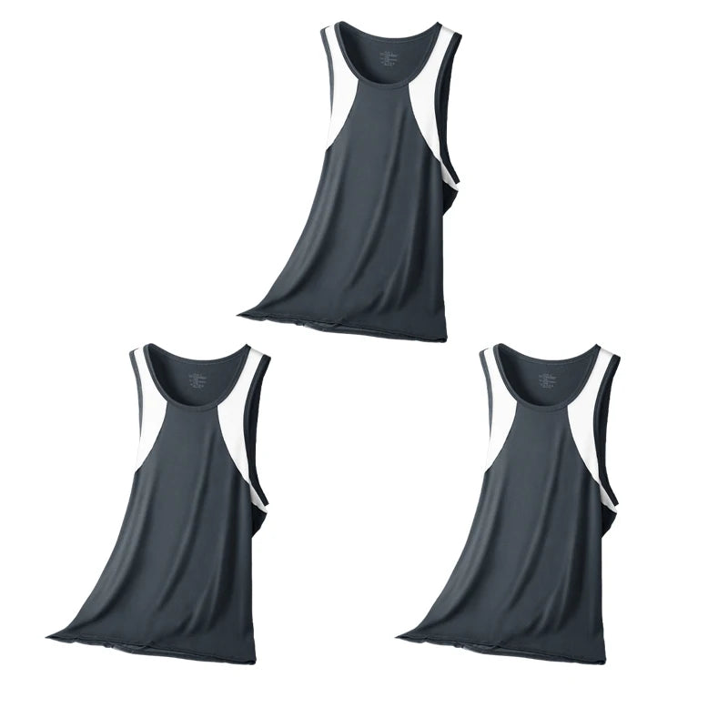 3PCSA comfortable and breathable vest man, a halter top, hurdling, short-sleeved young man, sports running, sleeveless T-shirt,