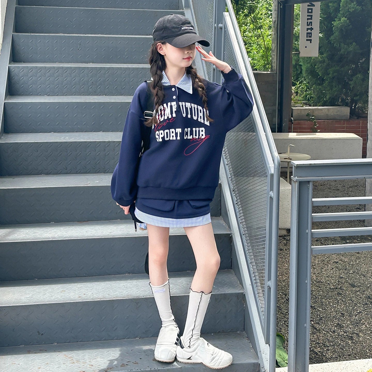 Autumn junior kid clothes suit plaid patchwork letter hoodie+skirt 2pc teen girl Skirts sets child outfits vetement enfant fille