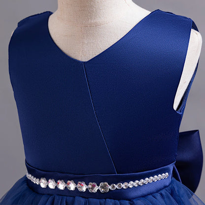 A long dress;Bow Princess Skirt;Piano costumes;Princess dress;Girls' Dress Bow Princess Dress Dress Children's piano birthday ca