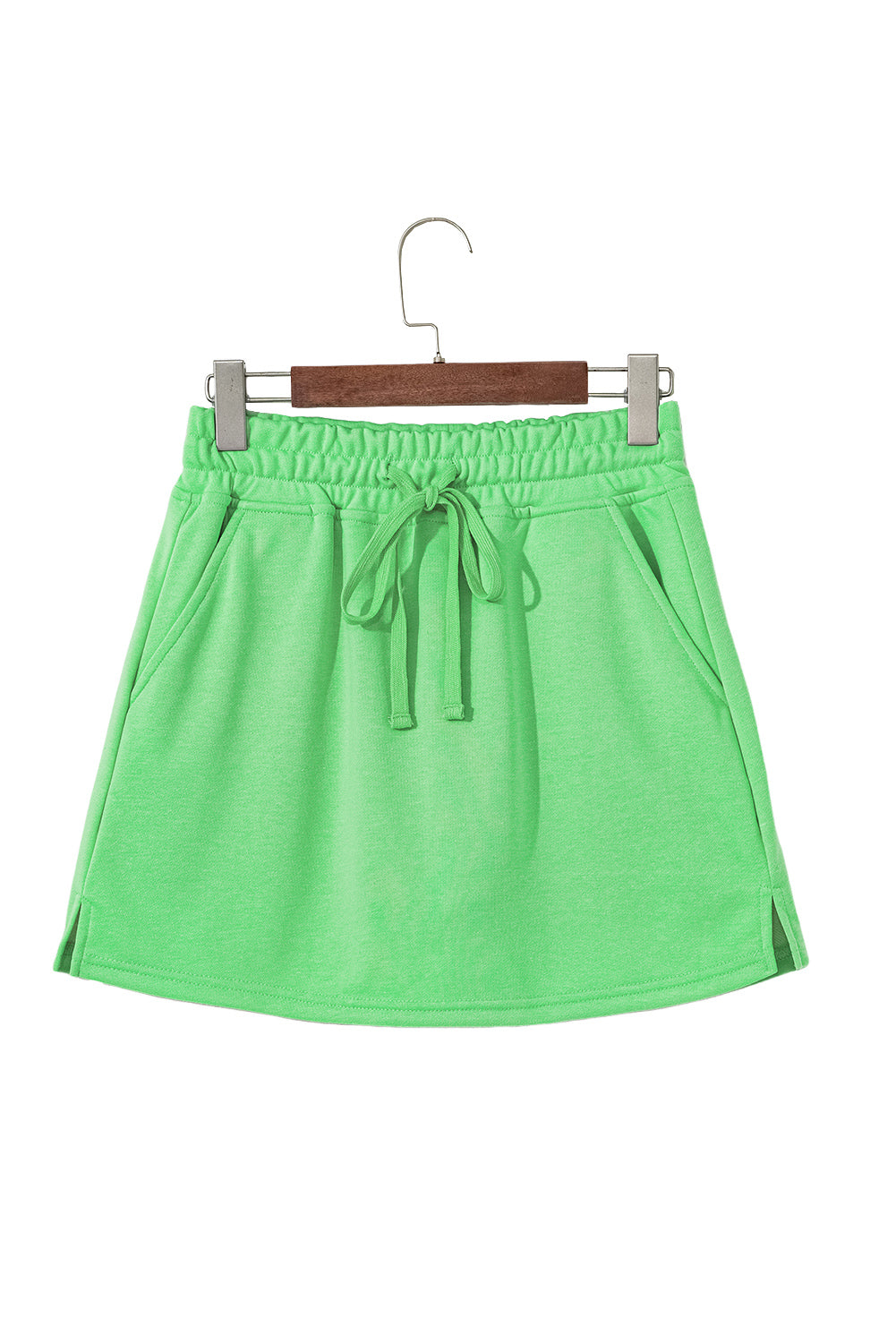 Light Grey French Terry Drawstring Mini Skort with Pockets