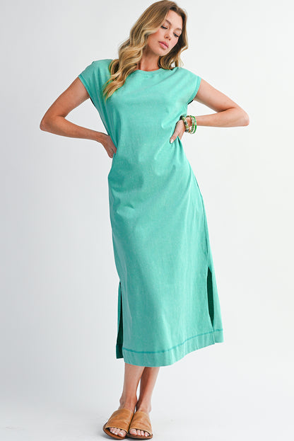 Carrot Mineral Wash Pocketed T-shirt Dress