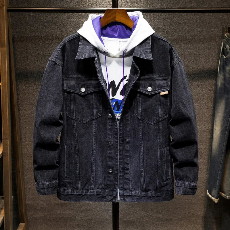 Autumn denim jacket men's big size loose tops plus size men's jacket lab coat tide big size mens jacket 5XL 6XL 7XL