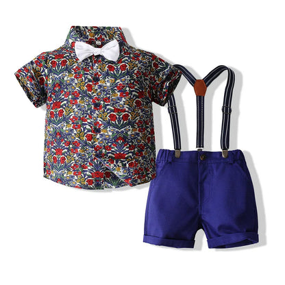 Baby Boy Clothes Set Summer Gentleman Vetement Enfant Garcon Party Birthday Infant Shirts+Belt Pants Toddler Suit For Boys