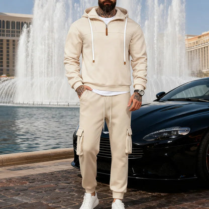 2025 Winter Men's Loose Tooling Trend Cultivation Sports Hooded Sweater Sweatpants Suit Men