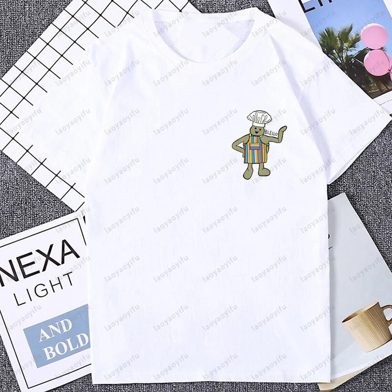 Cute Funny Tiny Chef Meme Graphic Printed Women T-Shirt Casual Fashion Loose Harajuku Man Streetwear Breathe Comfort Tshirt