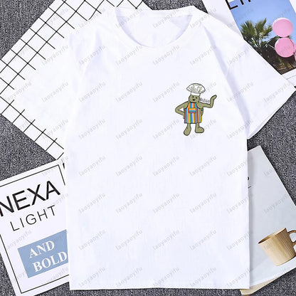 Cute Funny Tiny Chef Meme Graphic Printed Women T-Shirt Casual Fashion Loose Harajuku Man Streetwear Breathe Comfort Tshirt