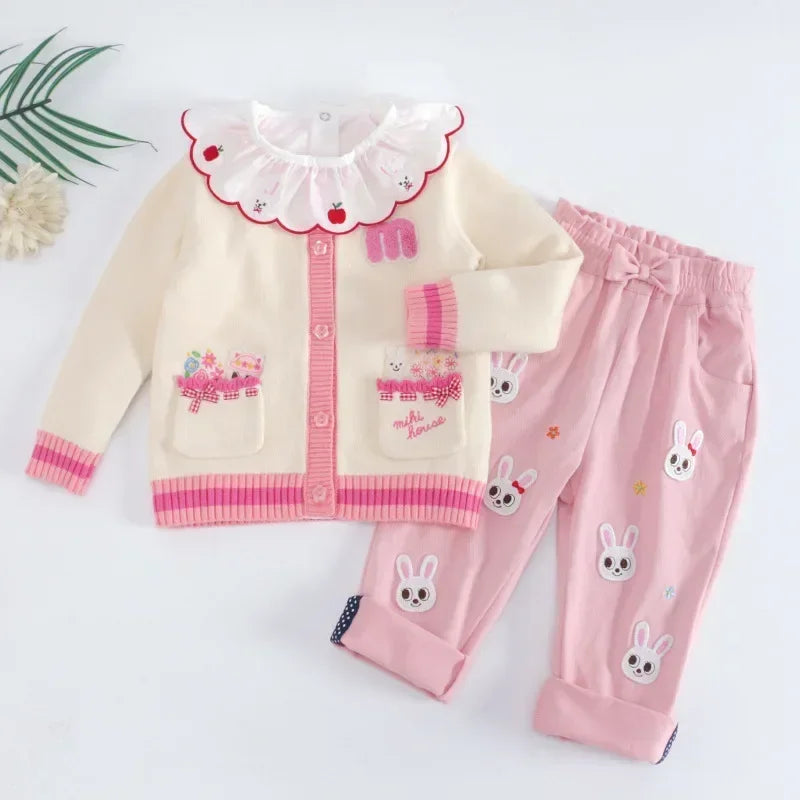 Autumn Girls Knitted Sweater Cartoon Sweaters Cardigan Knitwear Coat Knitwears Baby Girl Clothes Cardigans Vetement Enfant Fille