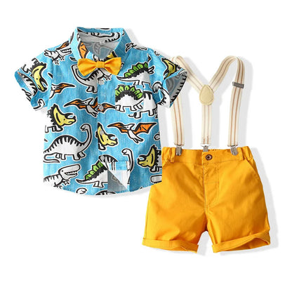 Baby Boy Clothes Set Summer Gentleman Vetement Enfant Garcon Party Birthday Infant Shirts+Belt Pants Toddler Suit For Boys