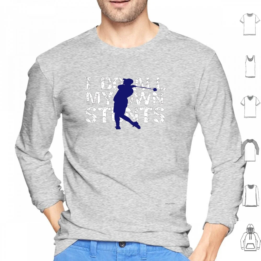 Golf I Do My Own Stunts Golfer Gift Hoodie Cotton Long Sleeve Golf Golf Course Golf Cart Golfer Golf Golfing Hole In