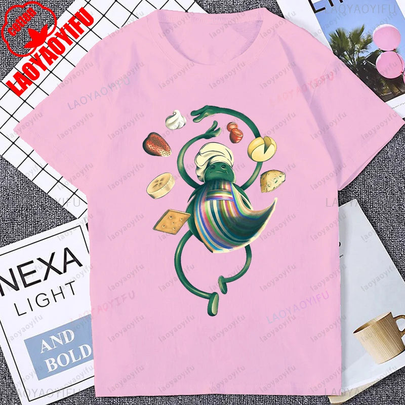 Cute Funny Tiny Chef Meme Graphic Printed Women T-Shirt Casual Fashion Loose Harajuku Man Streetwear Breathe Comfort Tshirt