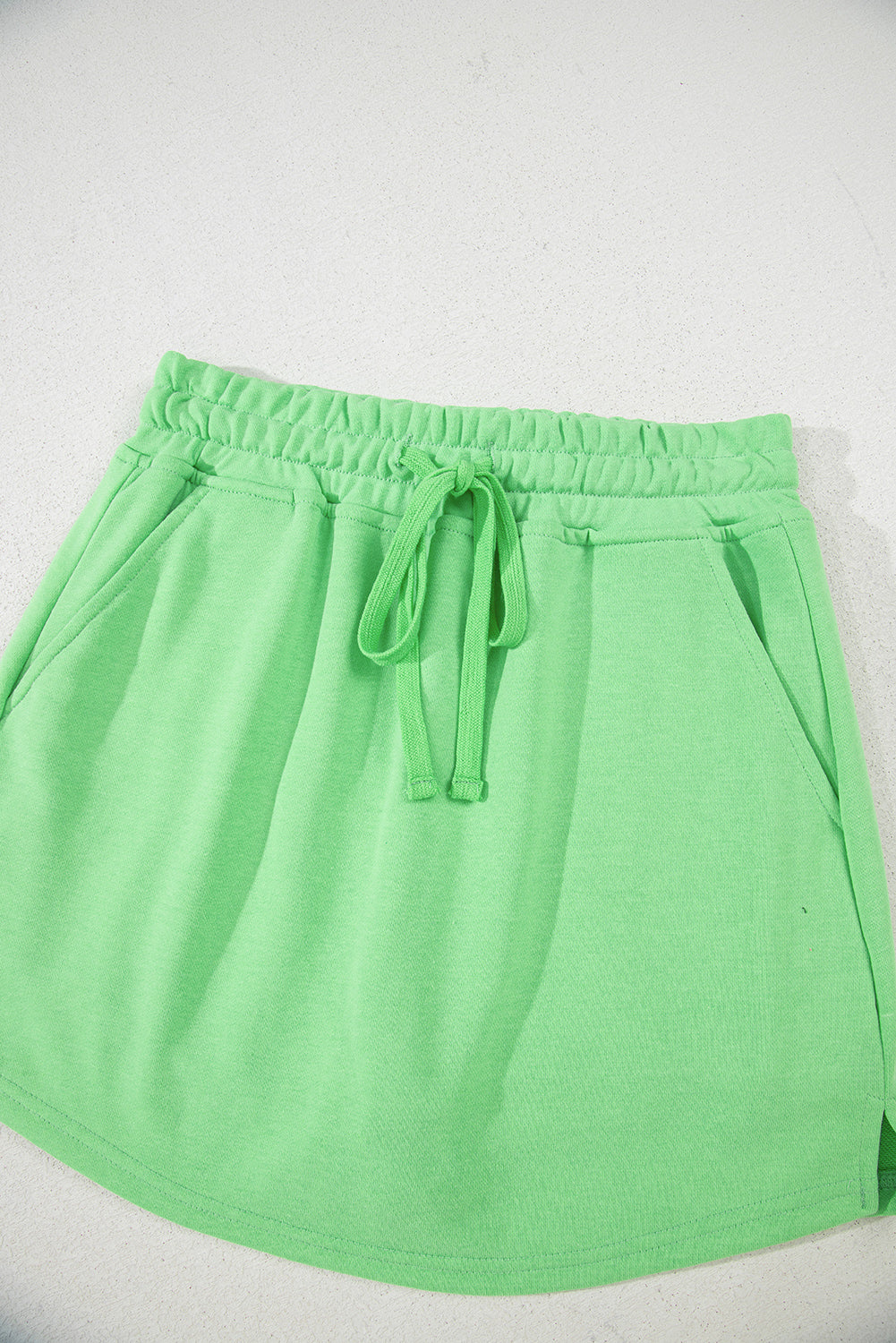 Light Grey French Terry Drawstring Mini Skort with Pockets