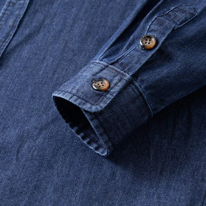 Men's Casual Cargo Denim Shirt 2025 Spring Autumn Heavyweight Button Down Workwear Long Sleeve Jeans Shirt With Chest Pocket