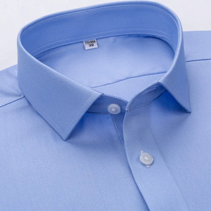 No Trace Men's Shirts Long Sleeve 8XL Bamboo Fiber Mens Shirts Long Sleeve Dress Shirt Casual Work Blue White Shirt Anti-Wrinkle