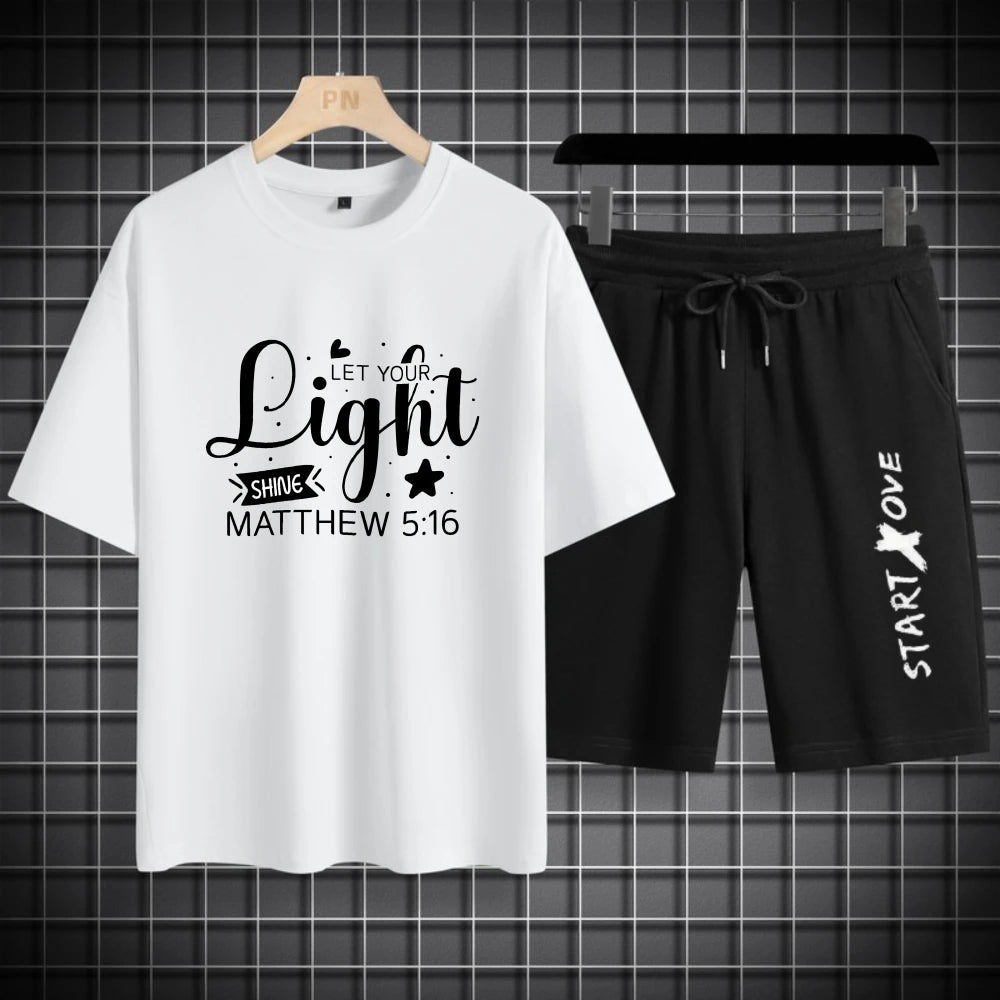 Men's sets Summer Quick drying Let Light printed Graphic T-shirts Suit sports sets men's clothing set Short sleeve  tee + shorts