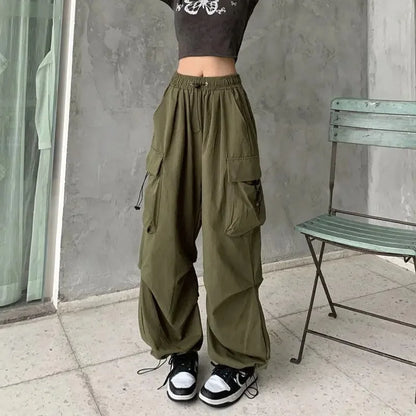 American retro tooling slacks female drape straight beam foot trousers summertime joker loose ins wide-legged pants