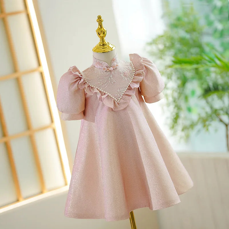 Girl's Dress Birthday Dress New Chinese Style Little Host Piano Performance Costume Flower Girl Princess Dress