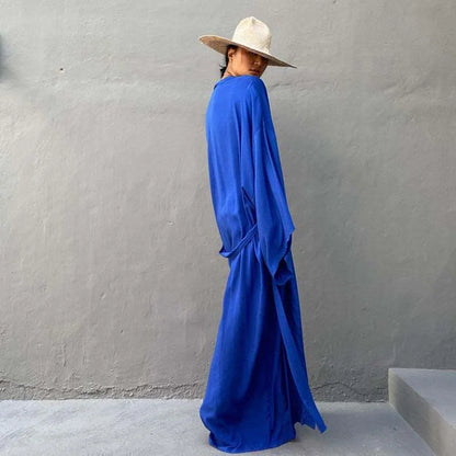 Para Praia Solid Cotton Bikini Cover Ups Beachwear Kimono Beach Robe Maxi Long Dress Sarong Women Loose Cardigan Swimsuit Covers