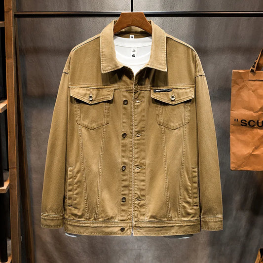 Autumn denim jacket men's big size loose tops plus size men's jacket lab coat tide big size mens jacket 5XL 6XL 7XL